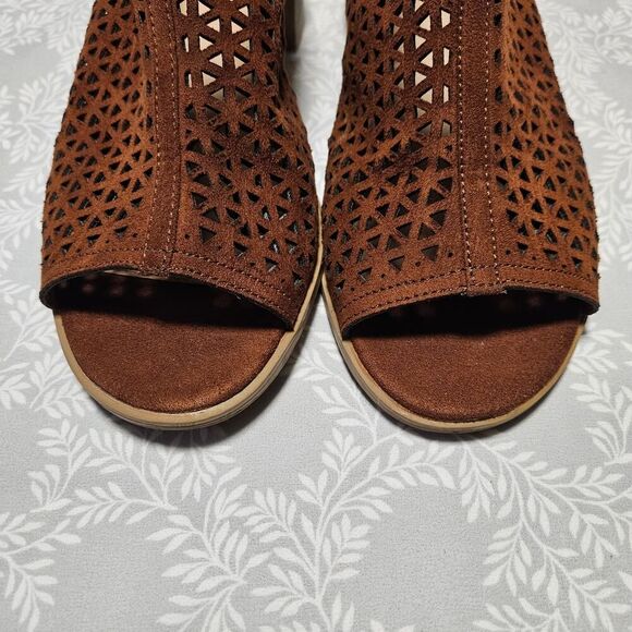 American Eagle Block Heel Slingback Open Toe Sandals Brown Size 9 - Picture 4 of 11